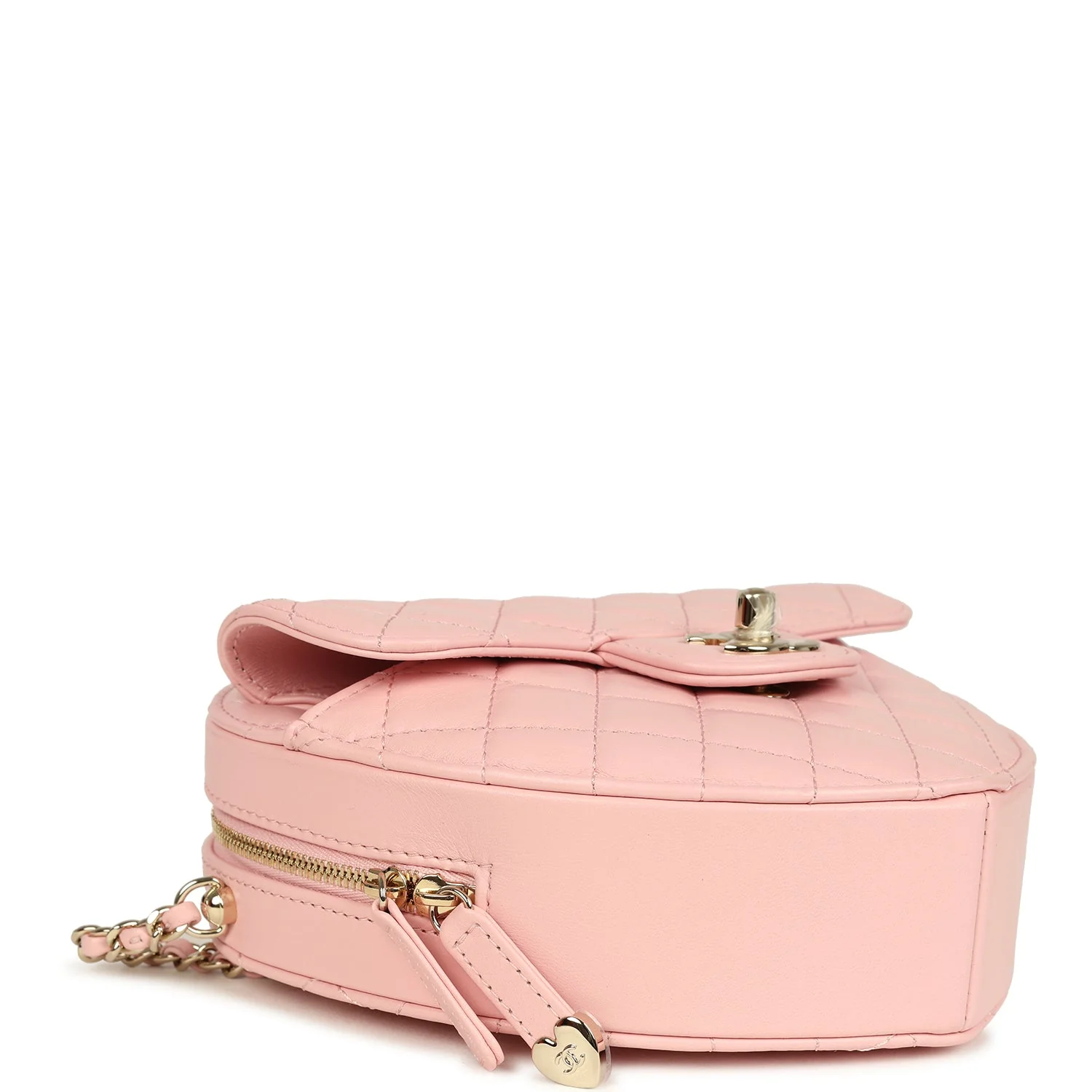 Chanel CC In Love Large Heart Bag with Chain Light Pink Lambskin Light Gold Hardware
