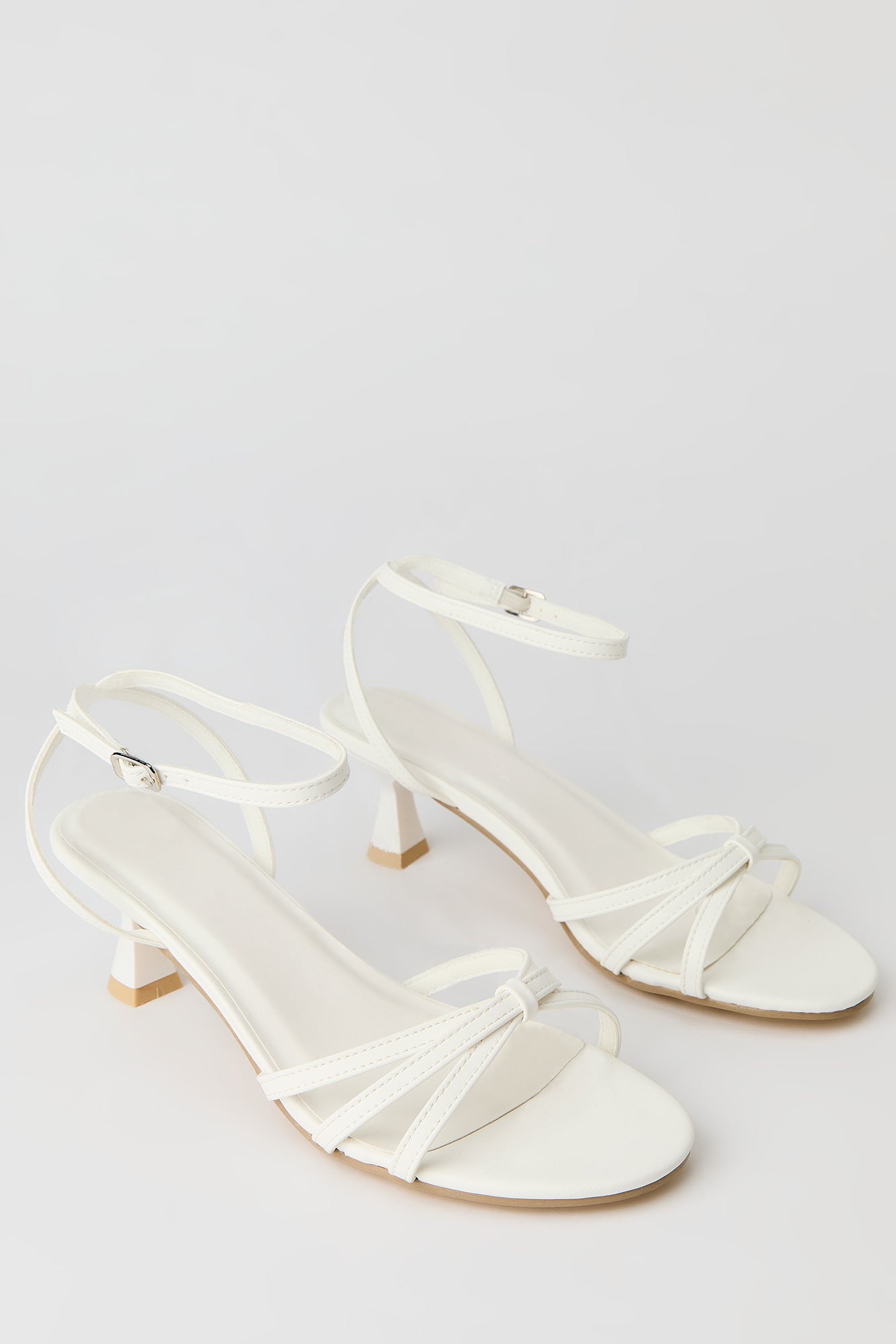 Faux Leather Strappy Kitten Heel