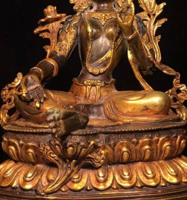 22CM Old Chinese Bronze Gilding Statue Buddha CK299