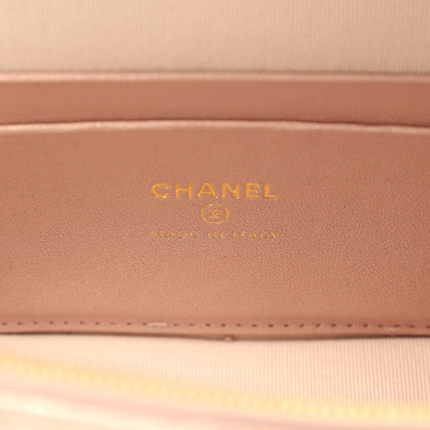 Chanel Top Handle Long Vanity Case with Chain Pink Iridescent Grained Goatskin Gold Hardware