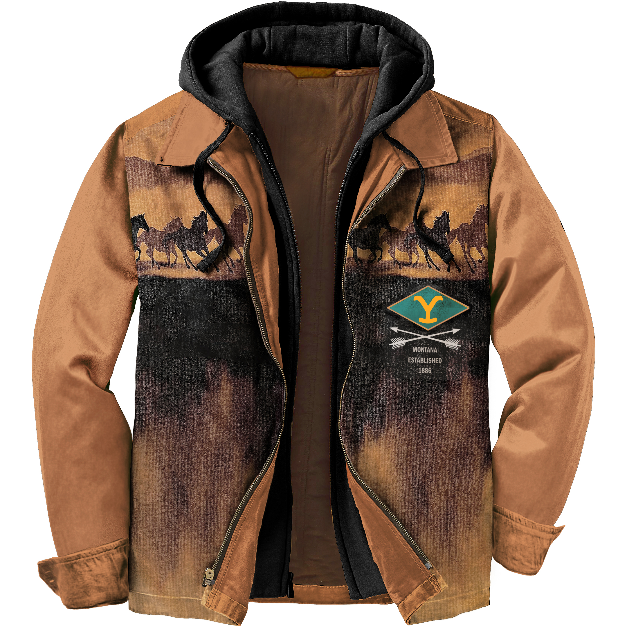 Men's Unisex Yellowstone Western Bronco Cowboy Hooded Jacket