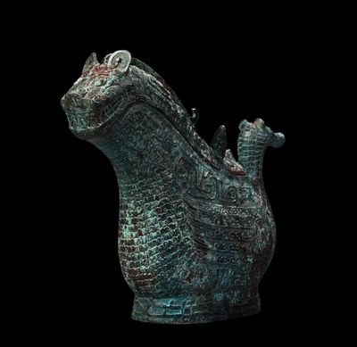 17CM Old Chinese Bronze Statue Pot w/pattern N4335