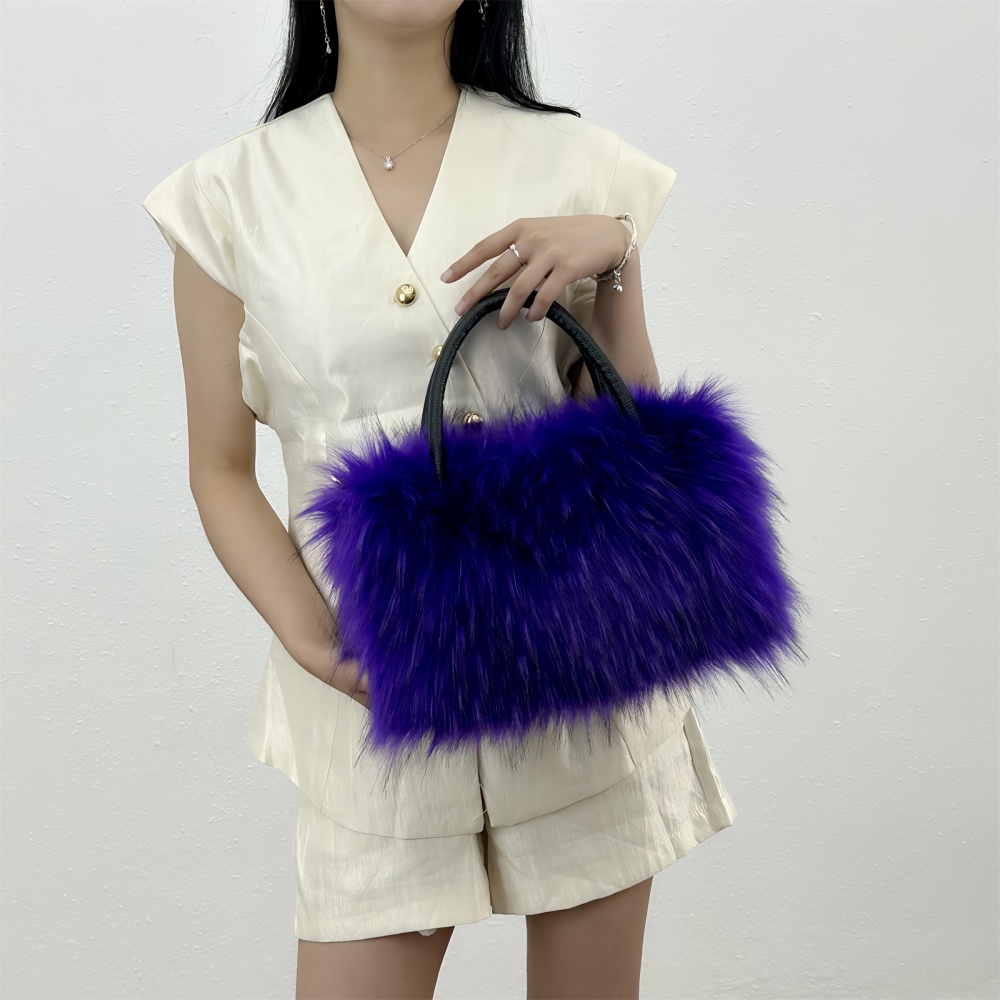 Imitation of raccoon fur messenger bag fur coat