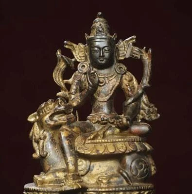 23CM Old Chinese Bronze Statue w/ Buddha N2848