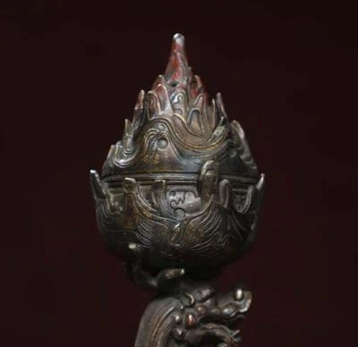 30CM Qianlong Signed Old Chinese Bronze Incense Burner w/kylin N2926