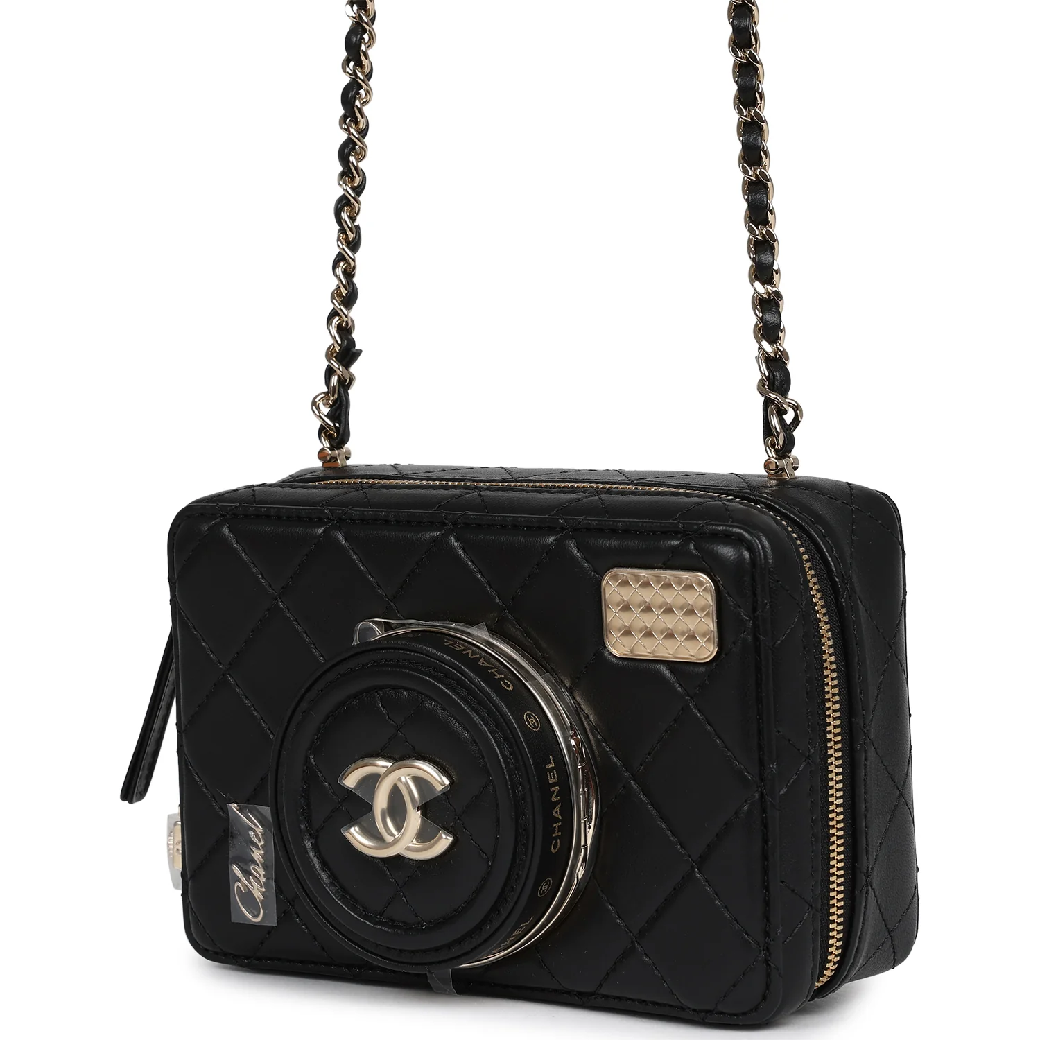 Chanel Coco Click Camera Bag Black Lambskin Light Gold Hardware