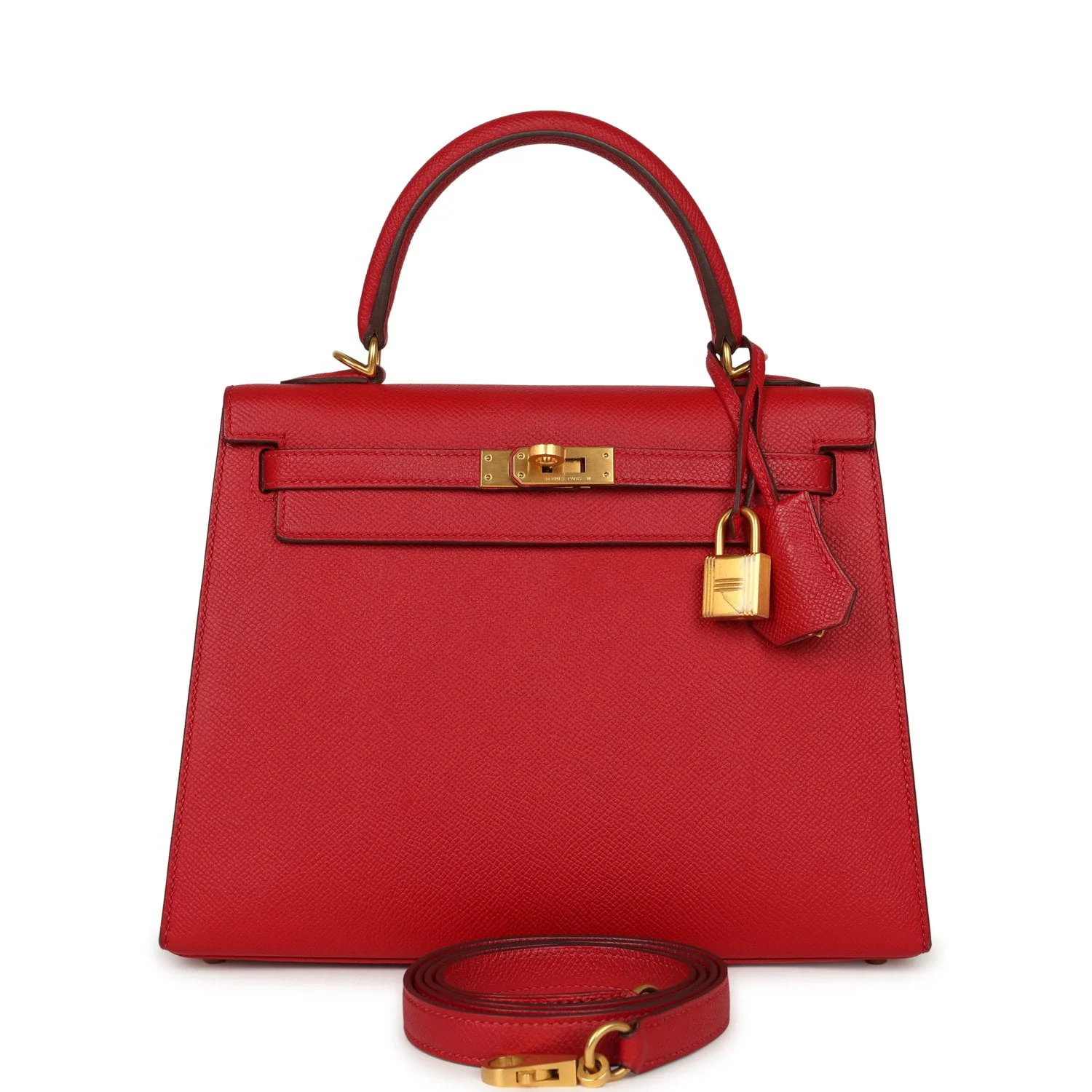 HERMÈS Special Order (HSS) Kelly Sellier 25 Rouge Casaque Verso Epsom Gold Hardware