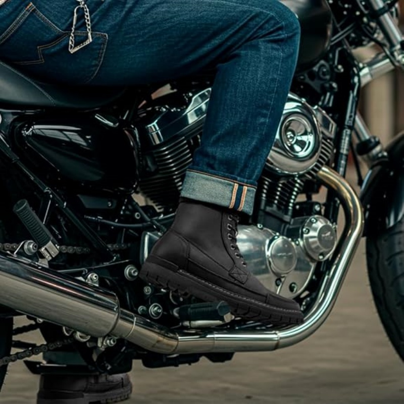 Men's Casual Motorcycle Zipper Chukka Combat Boots