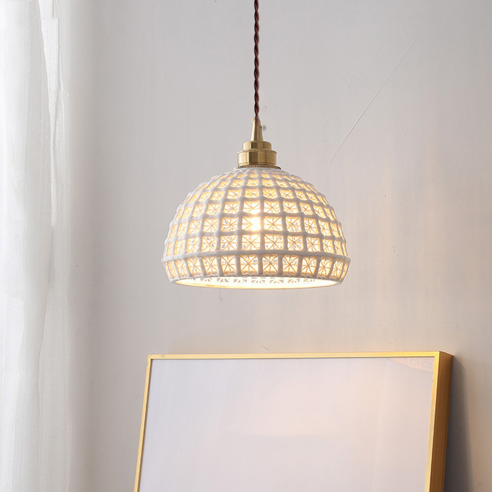 Grid Ceramic Copper Dining Room Pendant Light