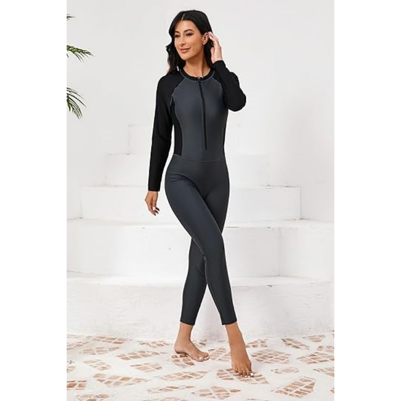 Women's Long Sleeve Full Body One Piece Rash Guard Swimsuit