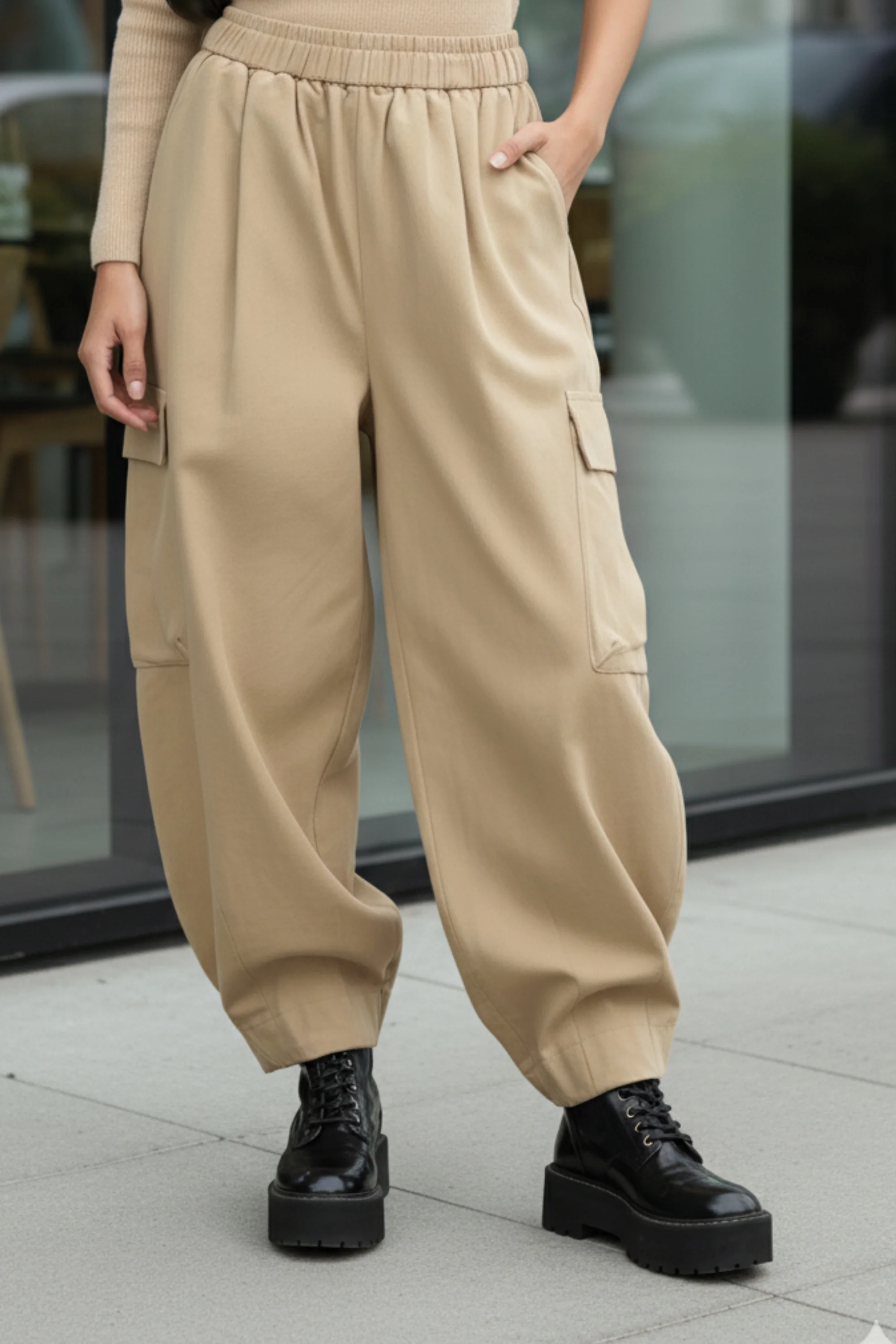 Creamy Yellow Balloon Cargo Pants
