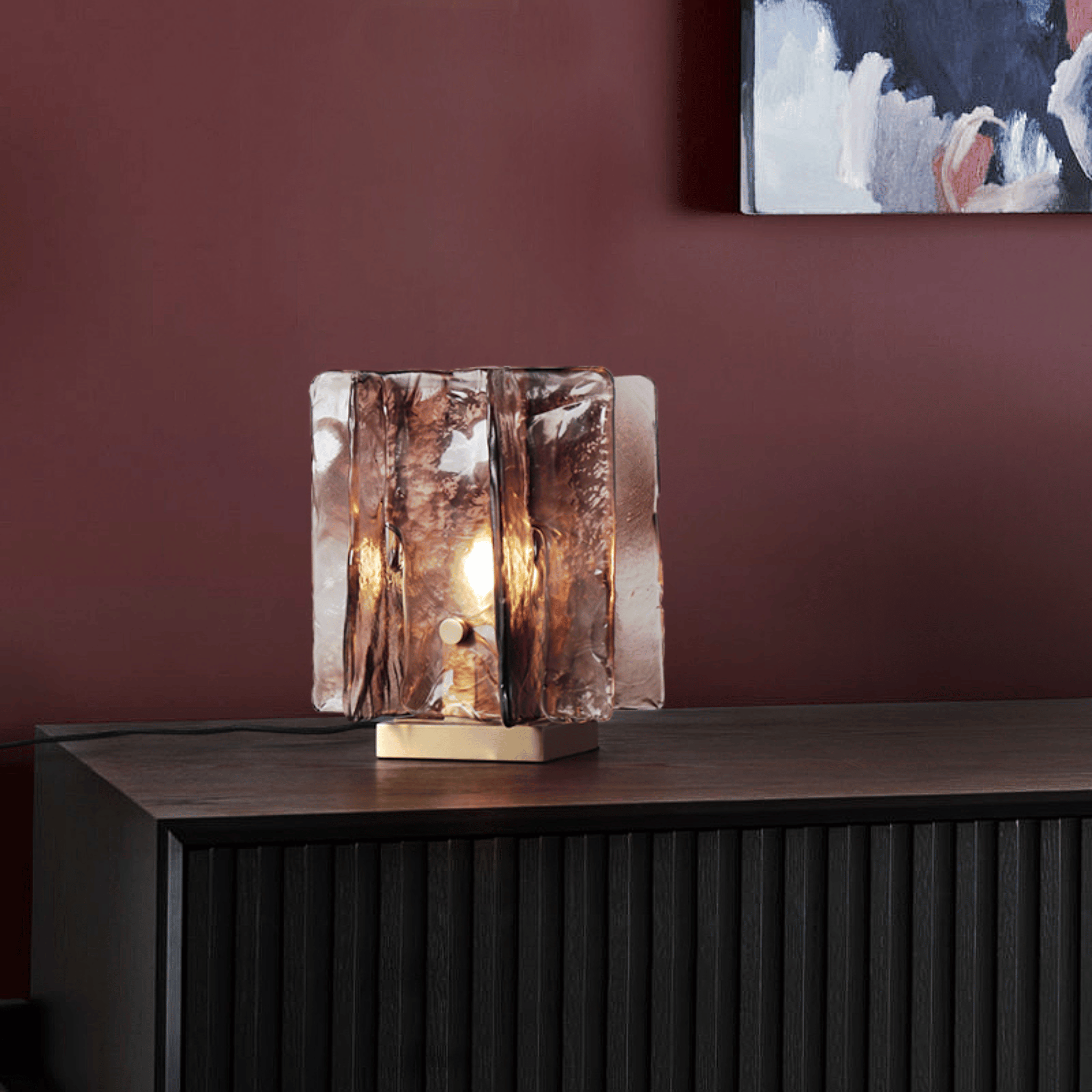 Crystal Copper Table Lamp Art Deco Style
