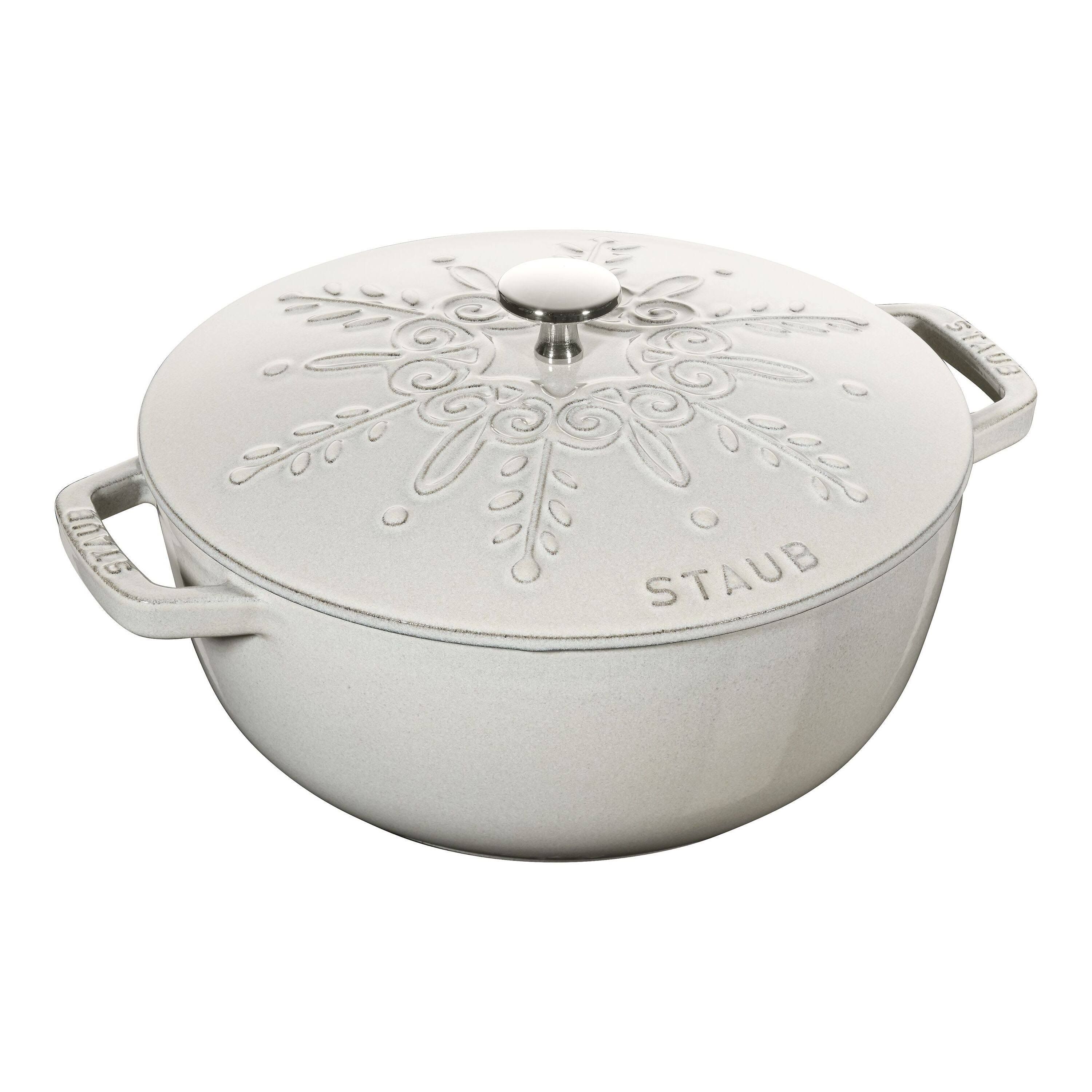 Staub la Cocotte fiocco di neve rotonda 24cm - Tartufo Bianco - Ghisa smaltata