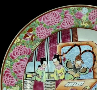 Old Chinese Carton Famille Rose Dish W/lady N1291