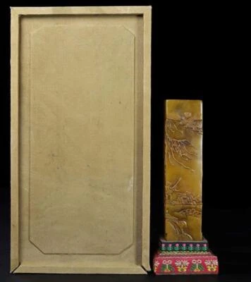 349G Old Chinese Shoushan Stone Seal Stamp Statue w/figure N1044