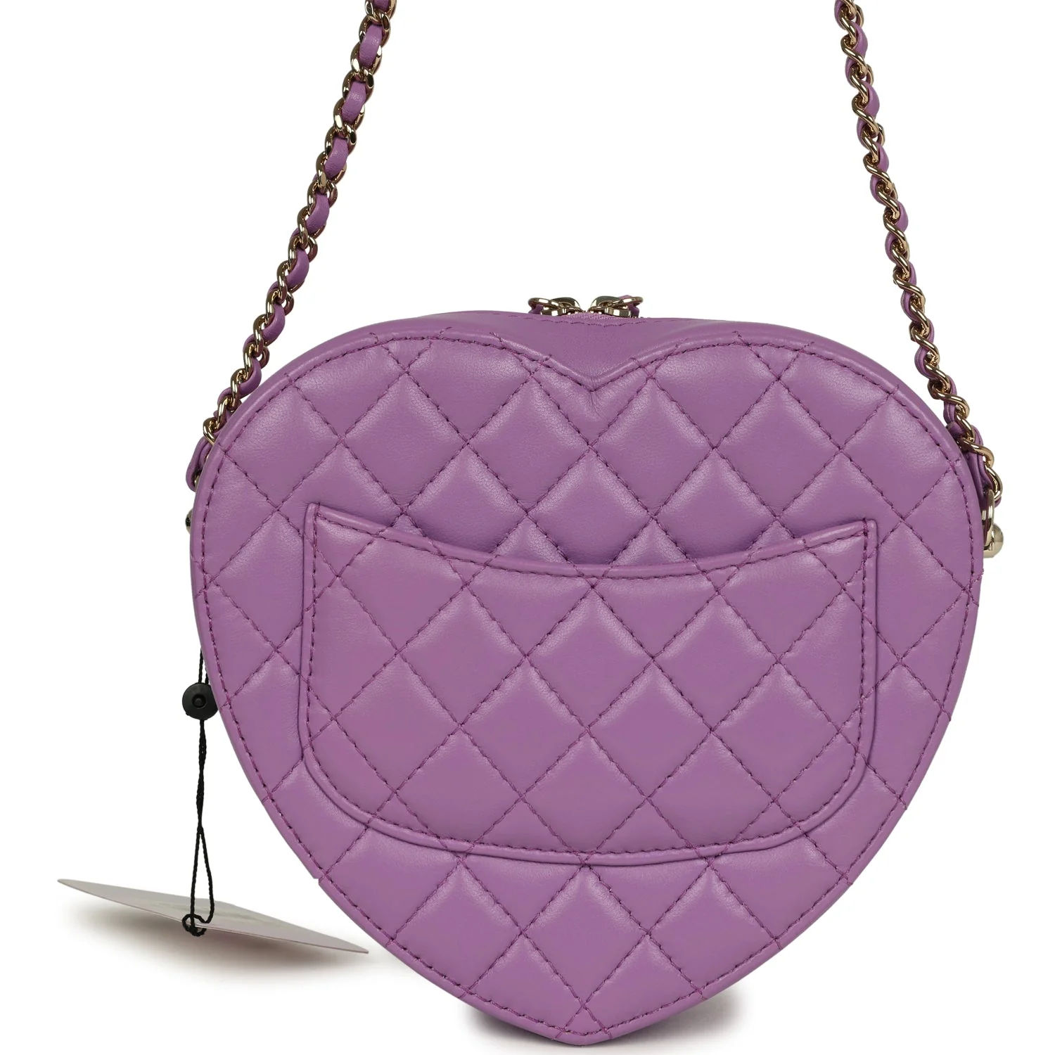 Chanel CC In Love Large Heart Bag with Chain Purple Lambskin Light Gold Hardware