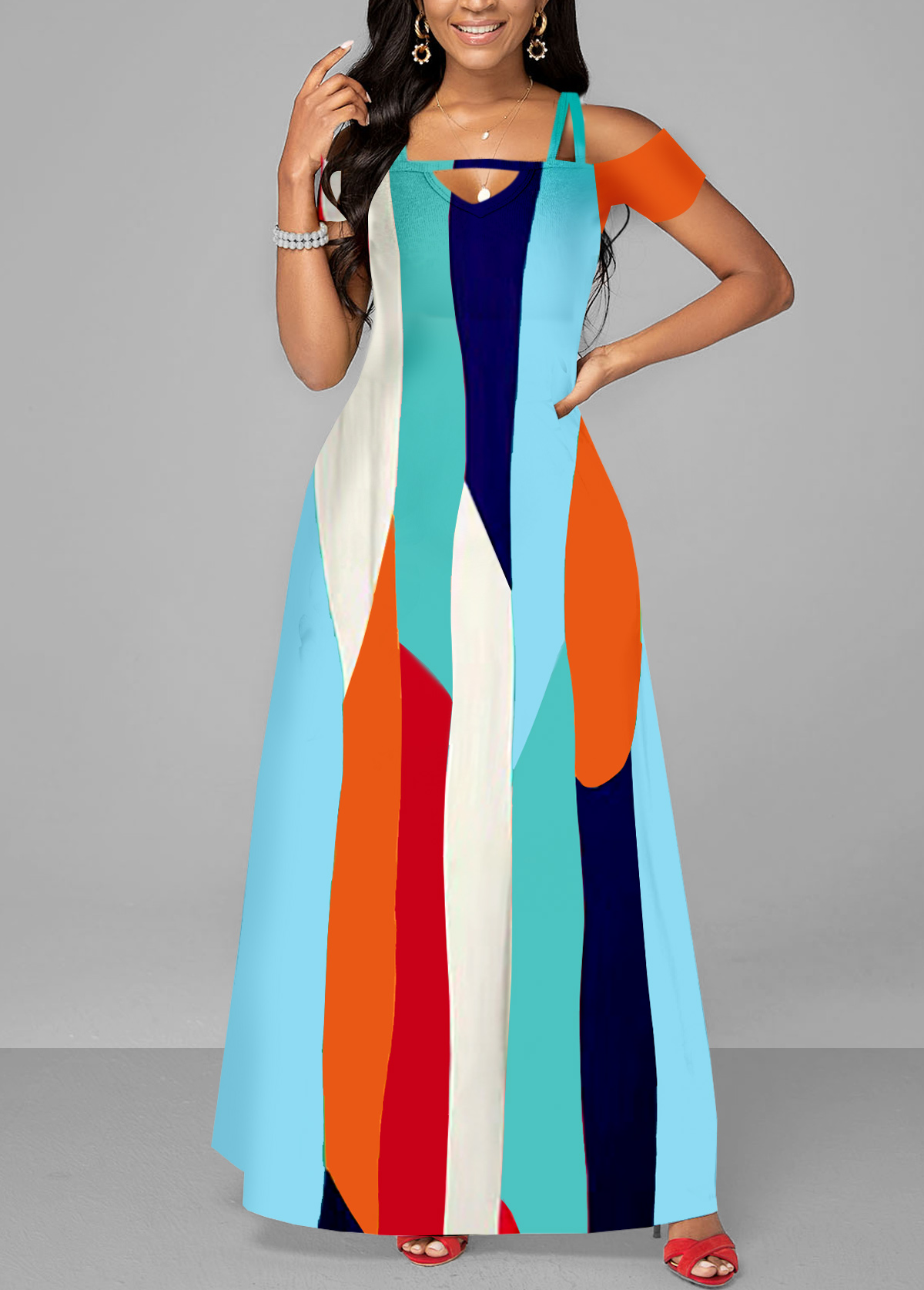 Pocket Leopard Sleeveless Maxi Dress