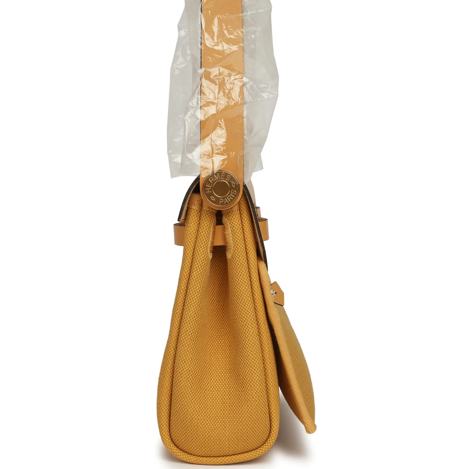 Hermes Herbag Zip 20 Mini Paille Toile Militaire Canvas, Vache Hunter Gold Hardware