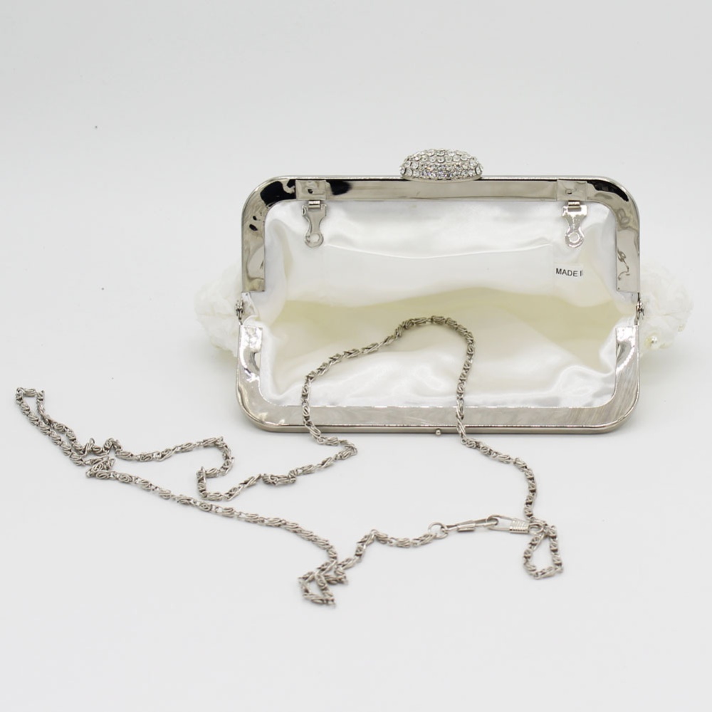 Fashion rhinestone rose lace pearl clutch bag