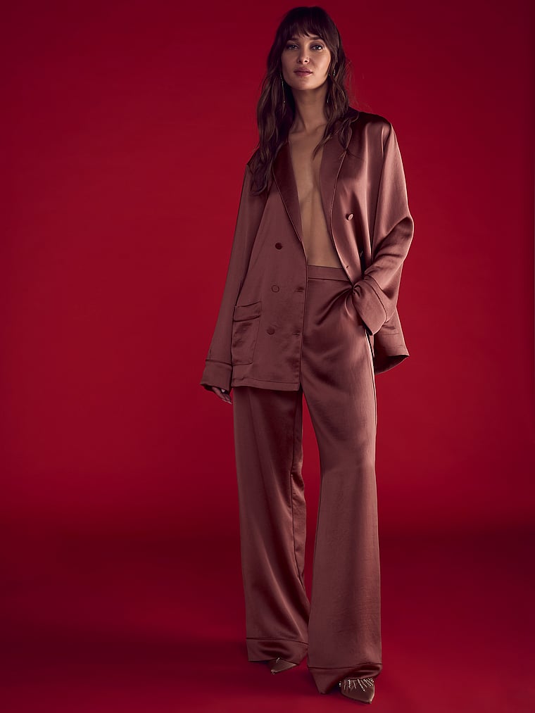 Victoria's Secret Luxe Satin Double -Breasted Long Pajama Set