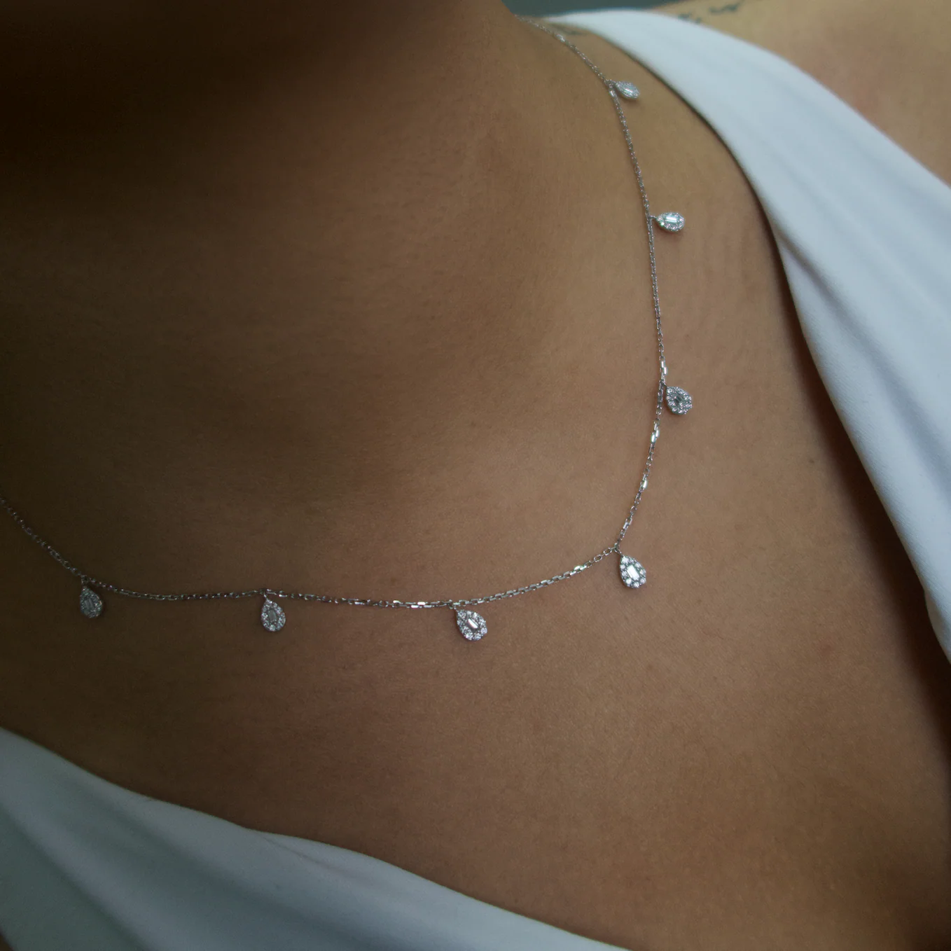 Seven Pear Diamond Necklace