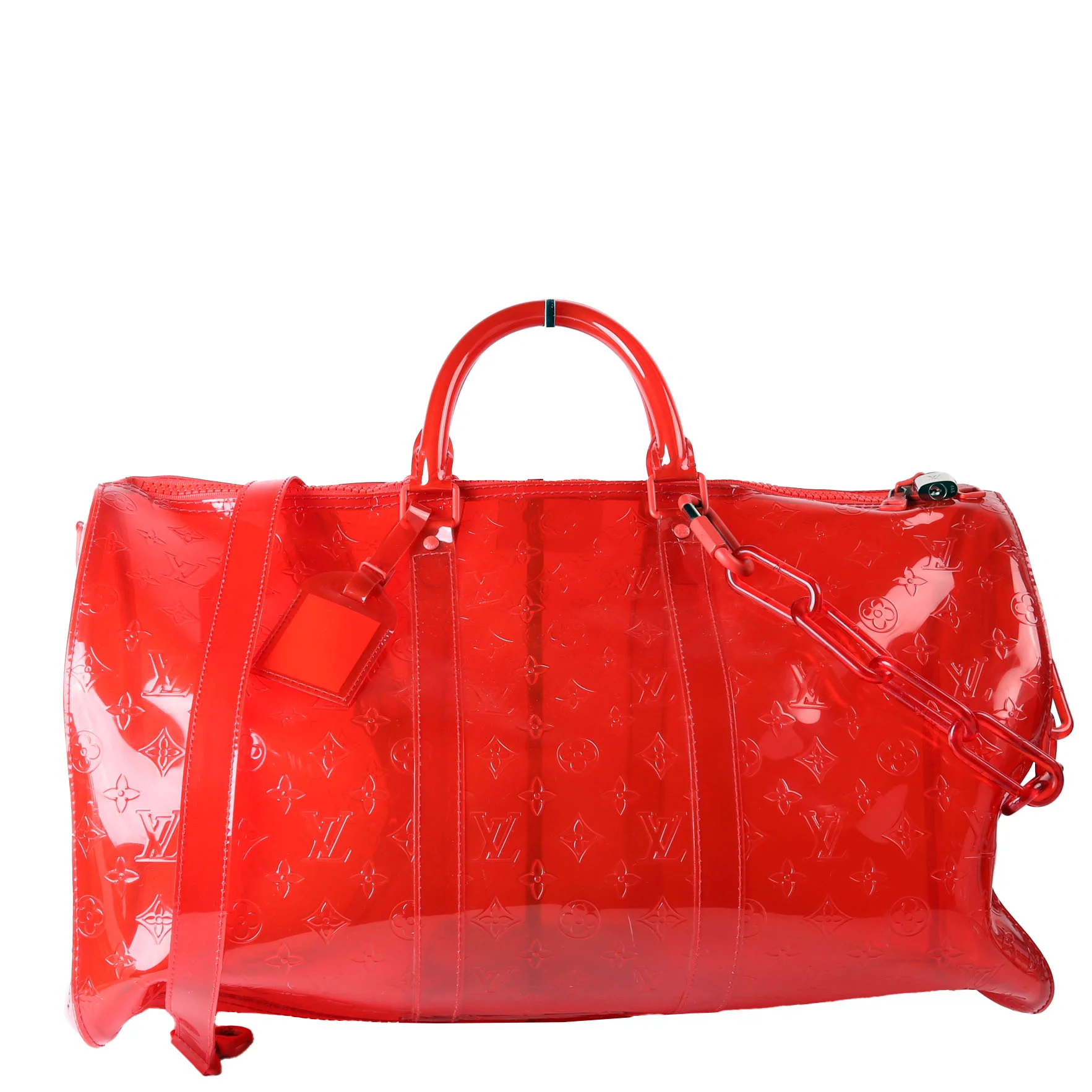 LOUIS VUITTON Keepall 50 Bandoulière PVC Monogram Red