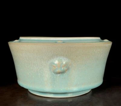 Old Chinese Ru Yao Ru Kiln Brush Washer w/ Beast Head CK724