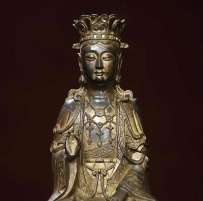 24CM Old Chinese Bronze Statue w/ Buddha N2864