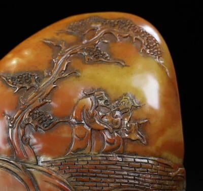Old Chinese Shoushan Stone Seal Stamp Statue w/figure N263