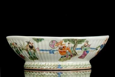 Tongzhi Signed Old Chinese Famille Rose Flower Pot W/figure CK667