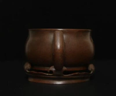 Xuande Signed Old Chinese Bronze or Copper Incense Burner w/base