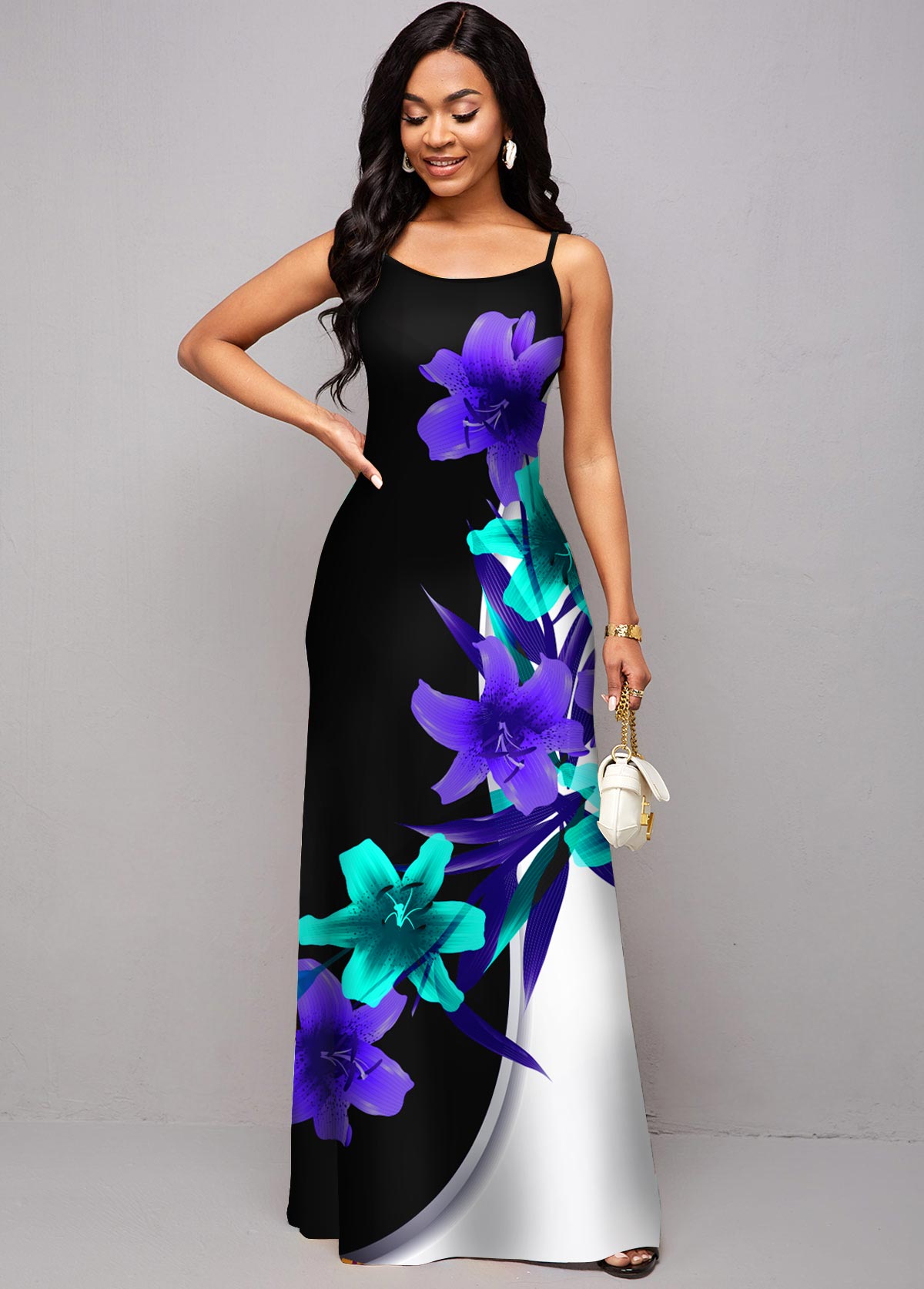 Floral Print Spaghetti Strap Maxi Dress