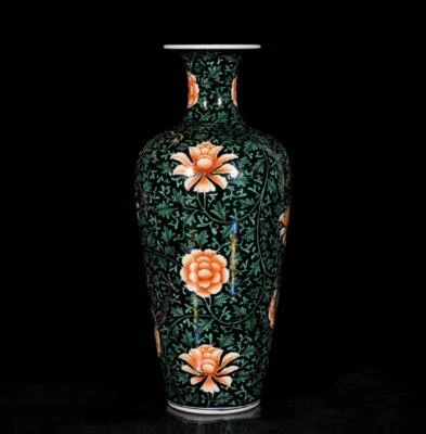 30CM Kangxi Signed Old Chinese Wucai Vase W/dragon N3551