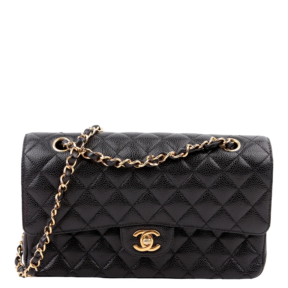CHANEL Classic Flap Medium Caviar 27M Black/Gold