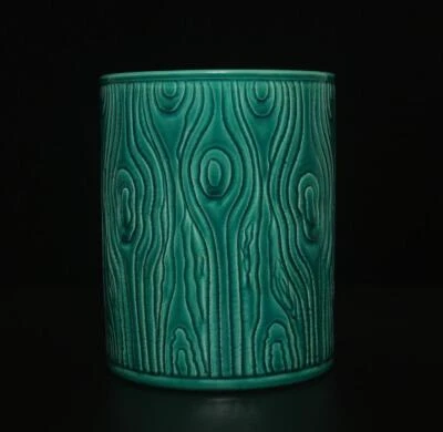 Qianlong Signed Antique Chinese Green Glaze Porcelain Brush Pot