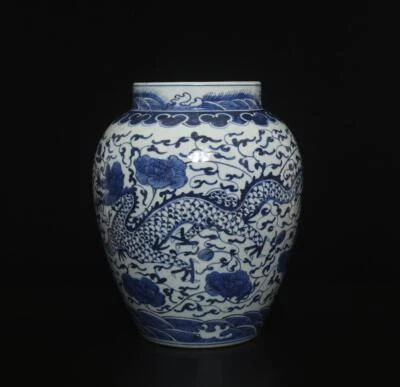 29CM Antique Chinese Blue & White Porcelain Lid Pot w/ dragon