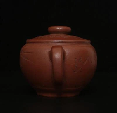 Gu Jingzhou Signed Chinese Handmade Yixing Zisha Teapot w/orchid