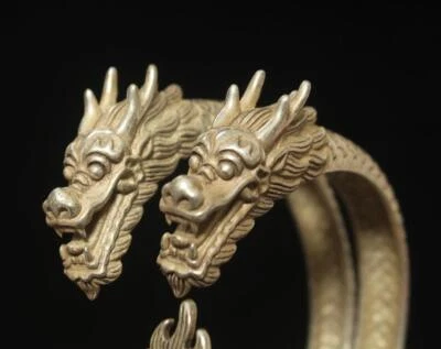 Pair 62G Old Chinese Carved Tibet Silver Bangle Bracelet 70MM