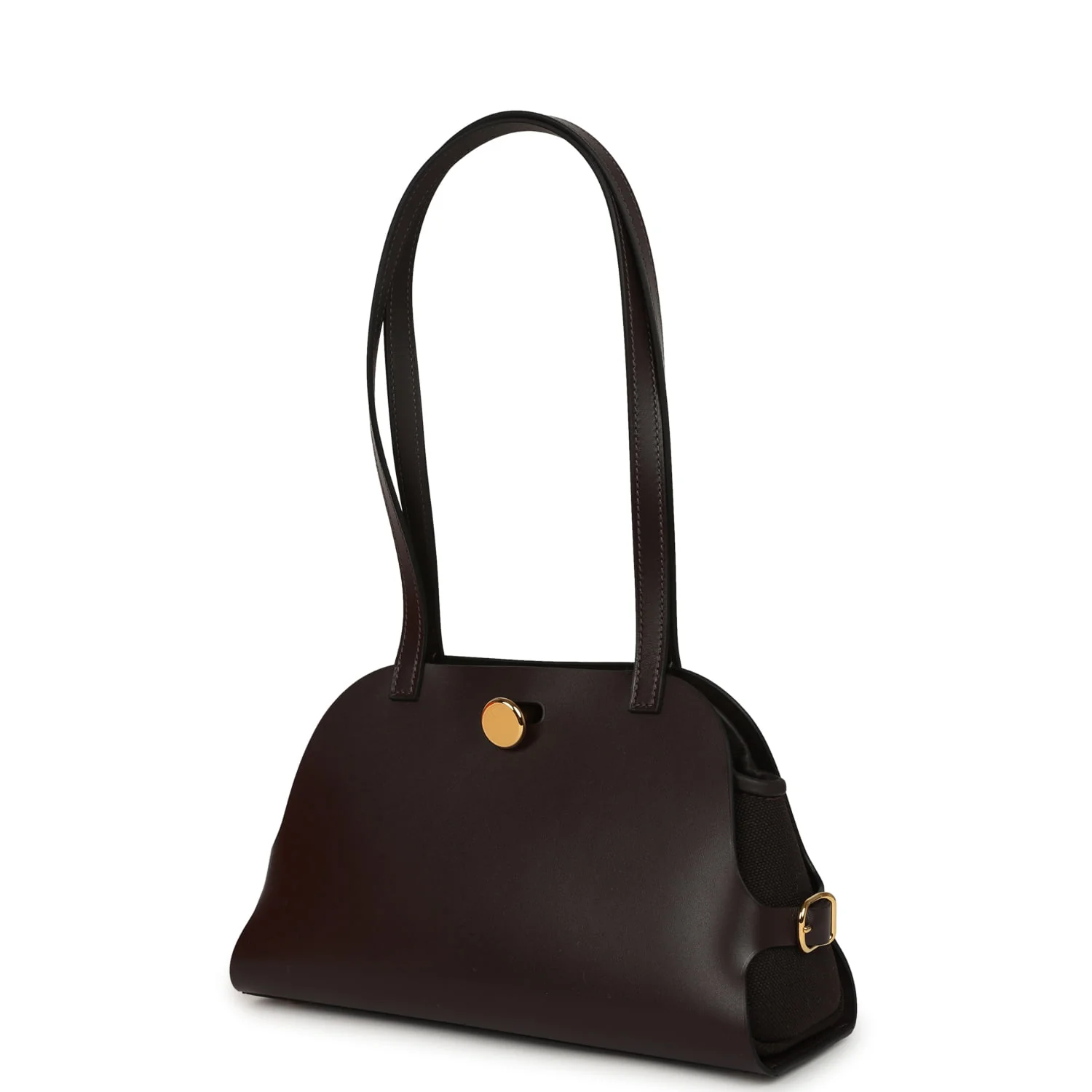 Hermes Tablier Sellier Ebene Vache Hunter, Swift, Toile Militaire Gold Hardware