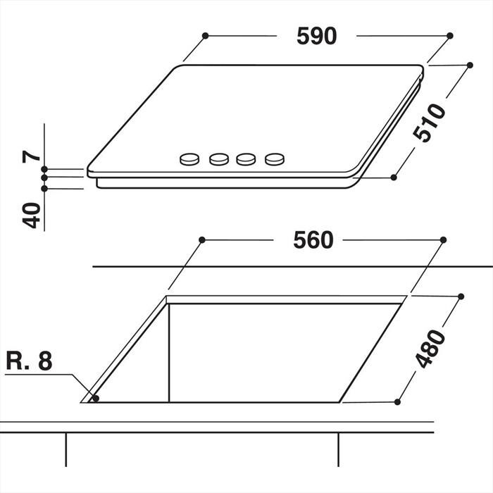 WHIRLPOOL - Piano cottura a gas IXELIUM GMR 6422/IXL 59cm-Stainless steel
