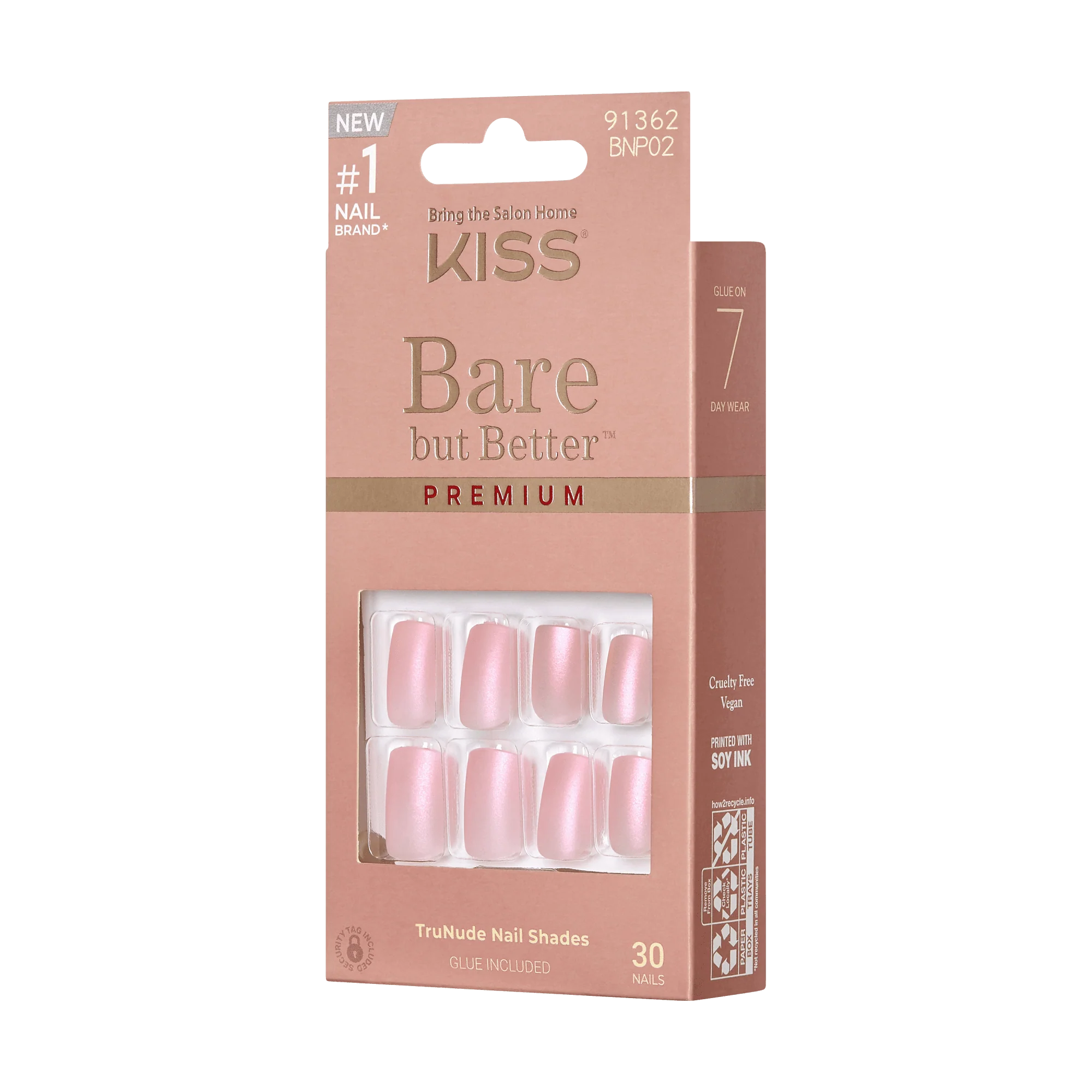 KISS Bare but Better Premium Press On Glue Nails - Spicy