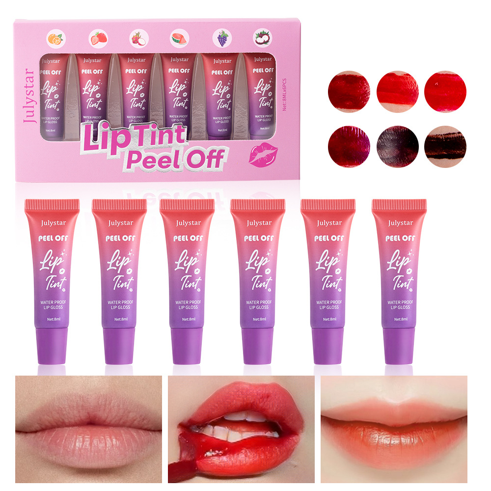 Julystar Mineral Lip Tint Peel off Liquid Lipstick with Matte Finish Lasting Tear off Waterproof Red