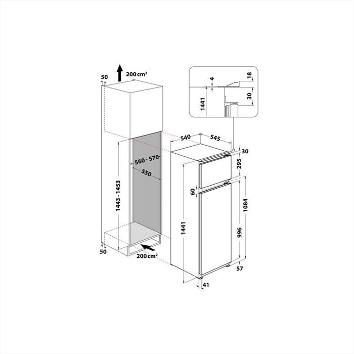 WHIRLPOOL - Frigorifero 2 porte ART 3802 Classe E 218 lt-Bianco