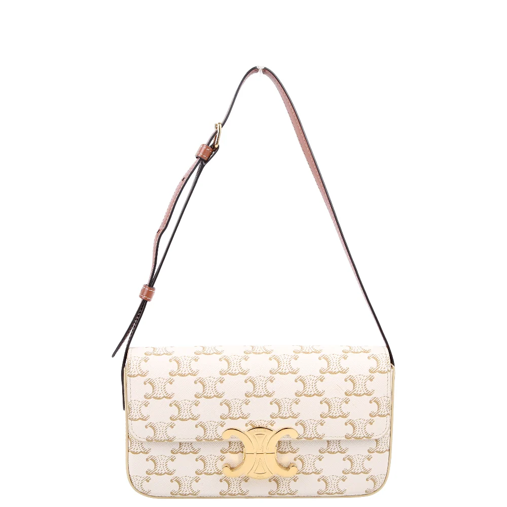 CELINE 602204 Horsebit 1955 Leather Shoulder Bag White