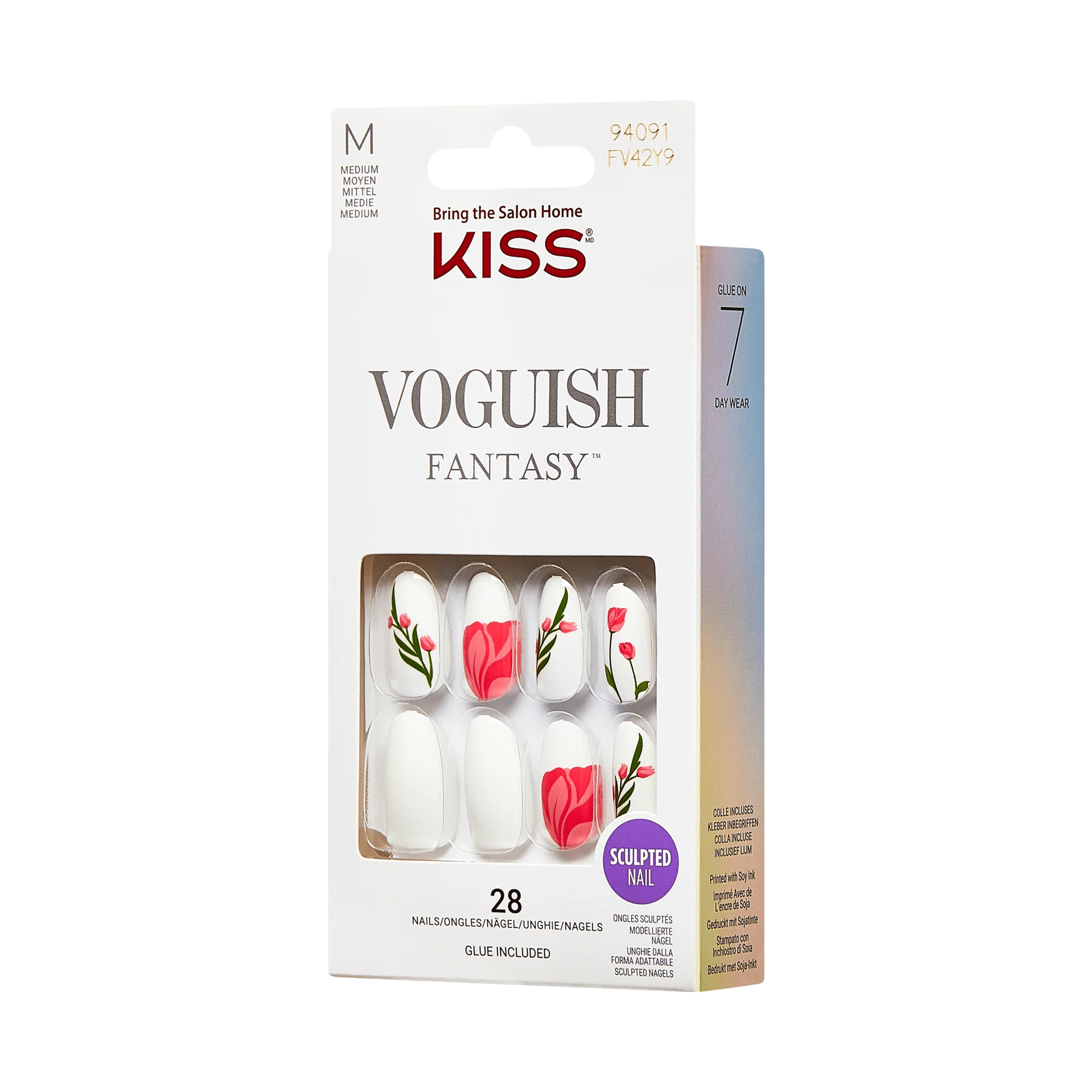 KISS Voguish Fantasy Press On Glue Nails - Tulip