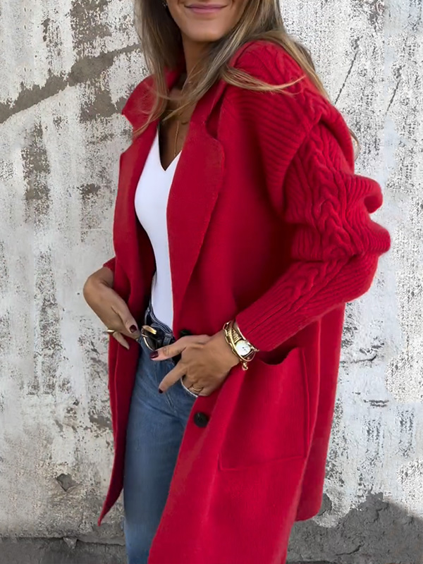 🌲🔥 Casual Ribbed Lapel Pocket Jacket