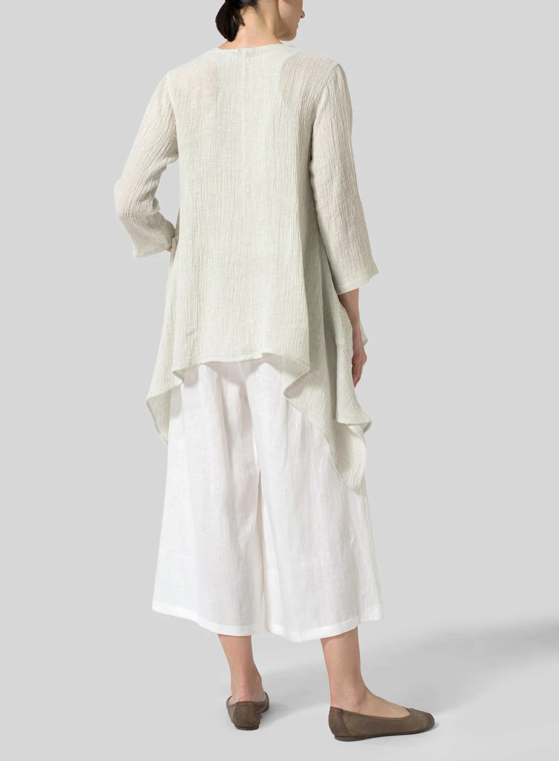 Womens Cotton Linen Waterfall Swing Cardigan