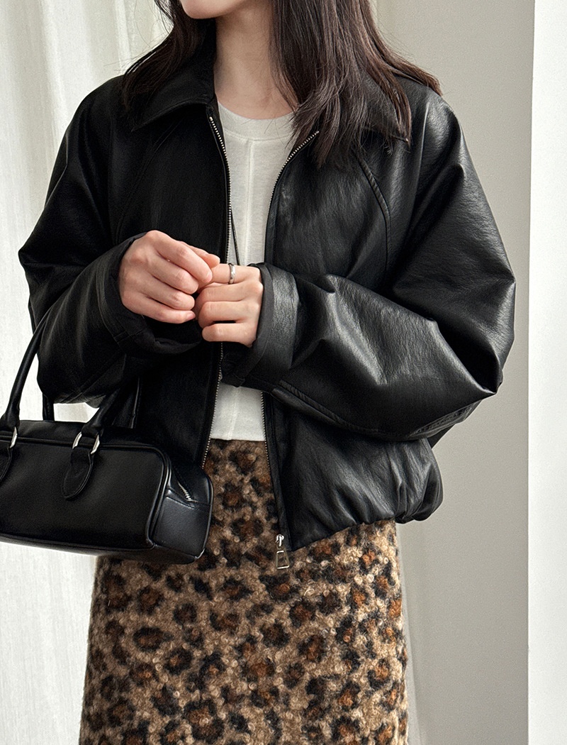 Korean style lapel leather coat niche jacket for women