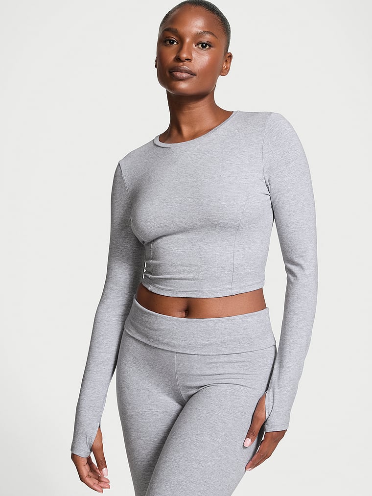 VSX Cotton Cutout Back Long-Sleeve Top