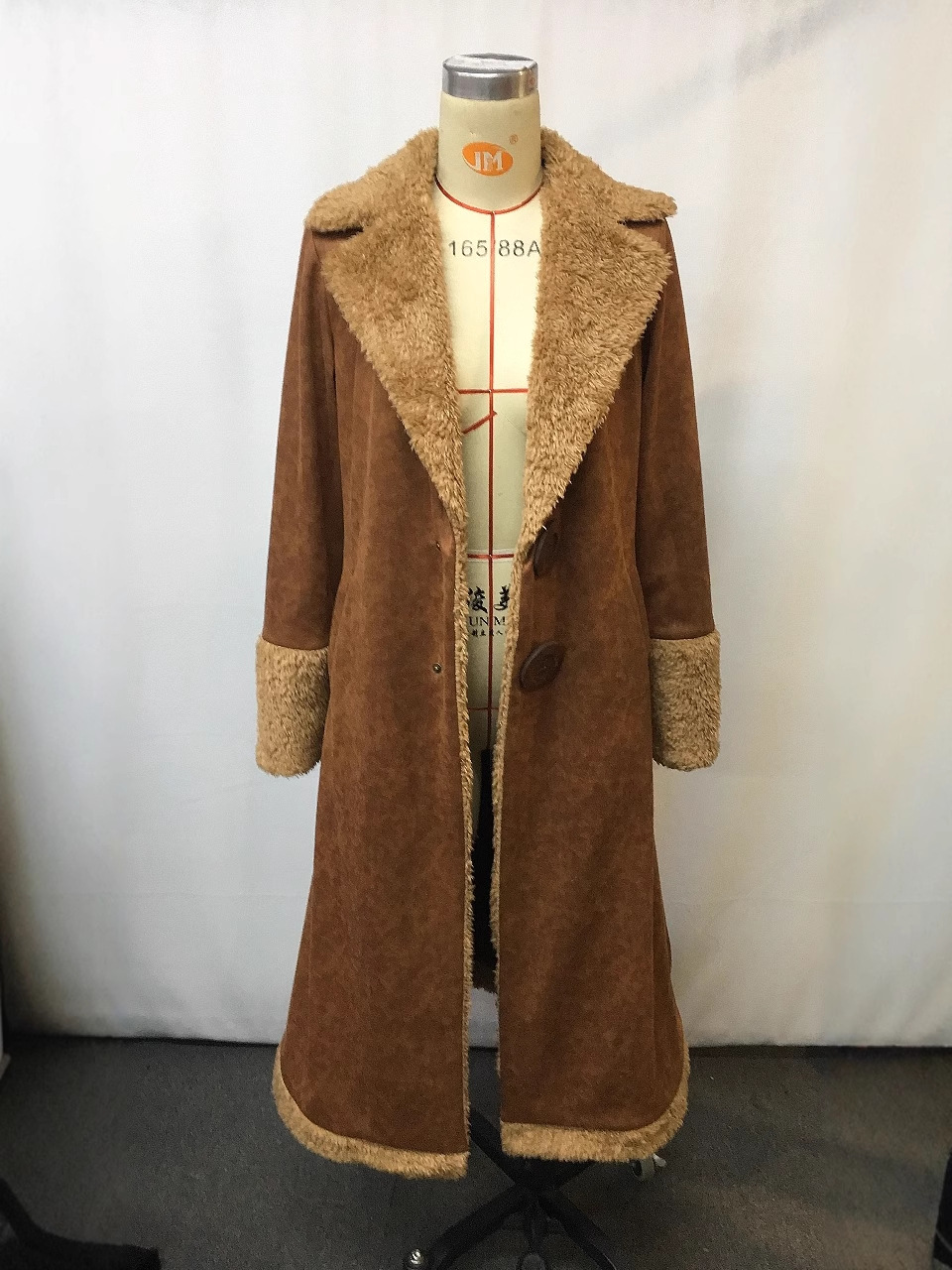 Cross-border European and American Denim Women's Western Retro Trench Coat Plush Autumn and Winter Fashion Warm Coat